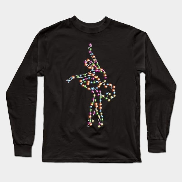 Ballet Christmas Lights Balerina Xmas Gift For Dancer Long Sleeve T-Shirt by EduardjoxgJoxgkozlov